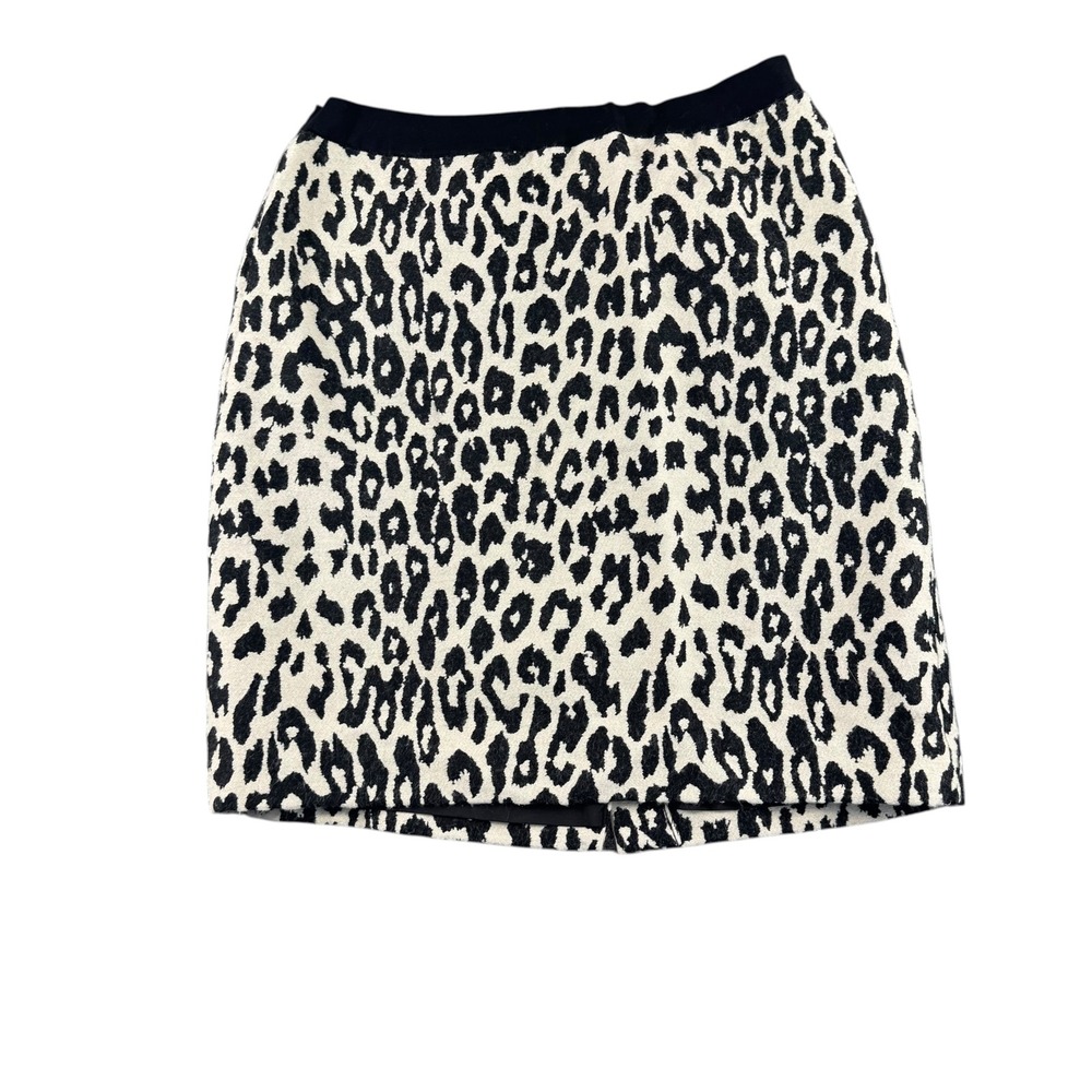 Ann Taylor Petite Leopard Print Mini Skirt Black Cream Animal Pattern 6P